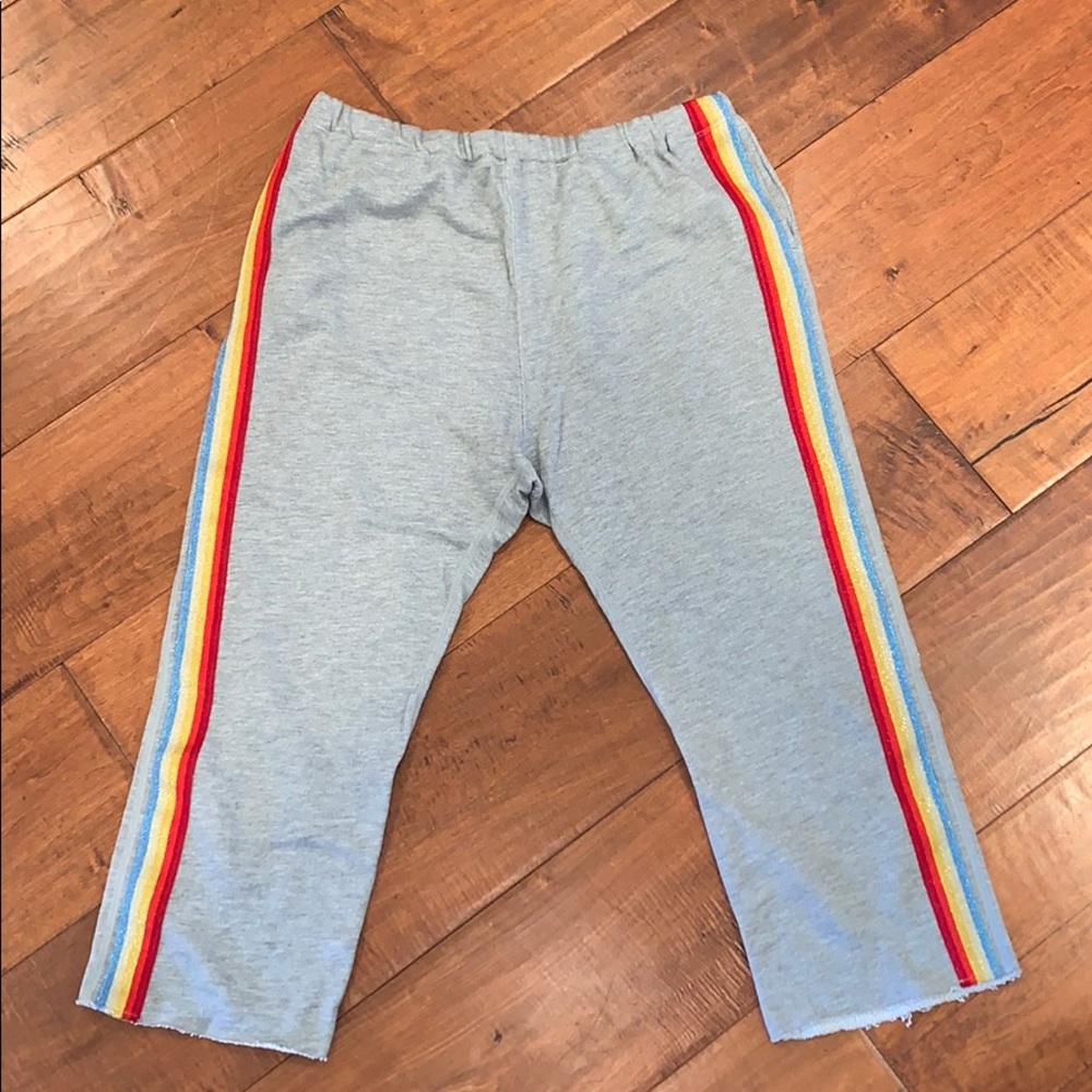 rainbow stripe gray sweatpants